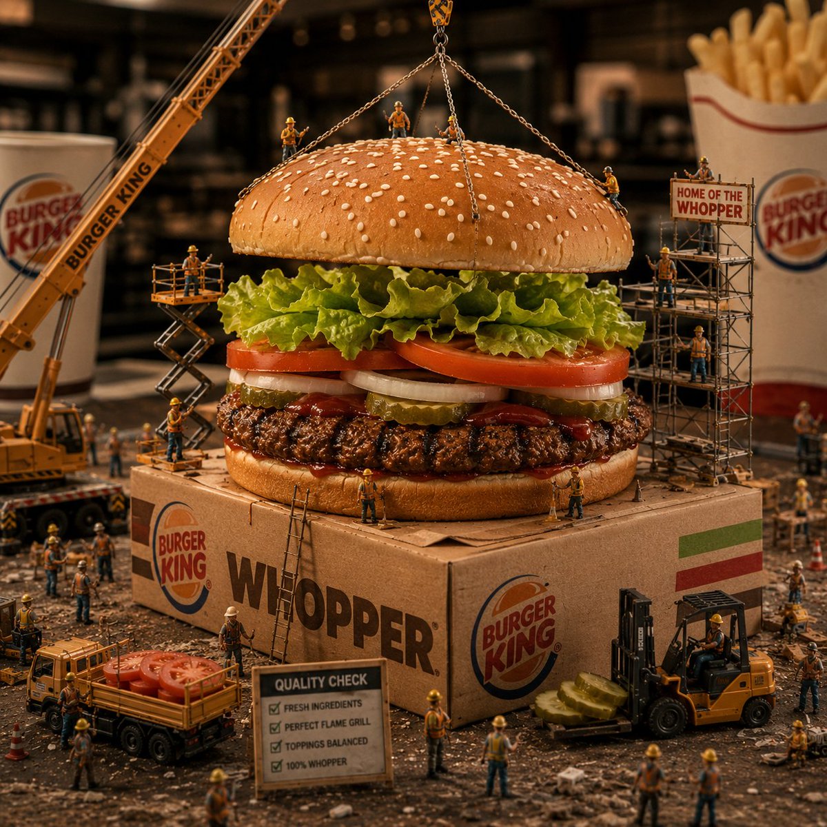 Miniature Crew Builds Giant Whopper