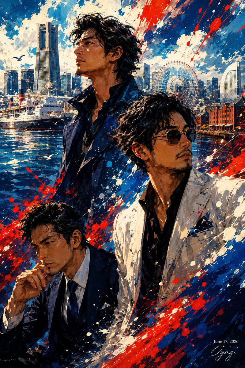 Yokohama Three Men Splash Art