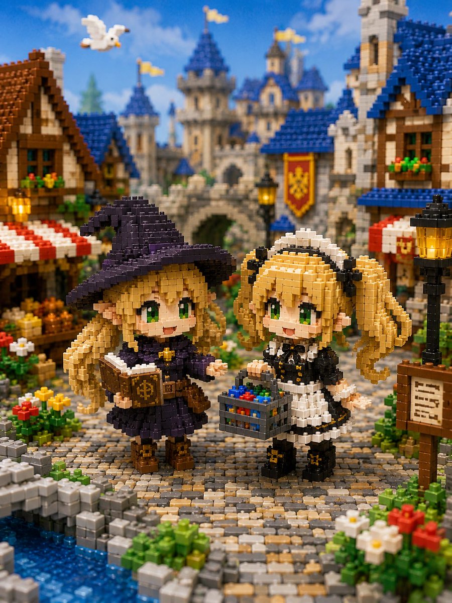 Miniature Brick Fantasy Town Diorama