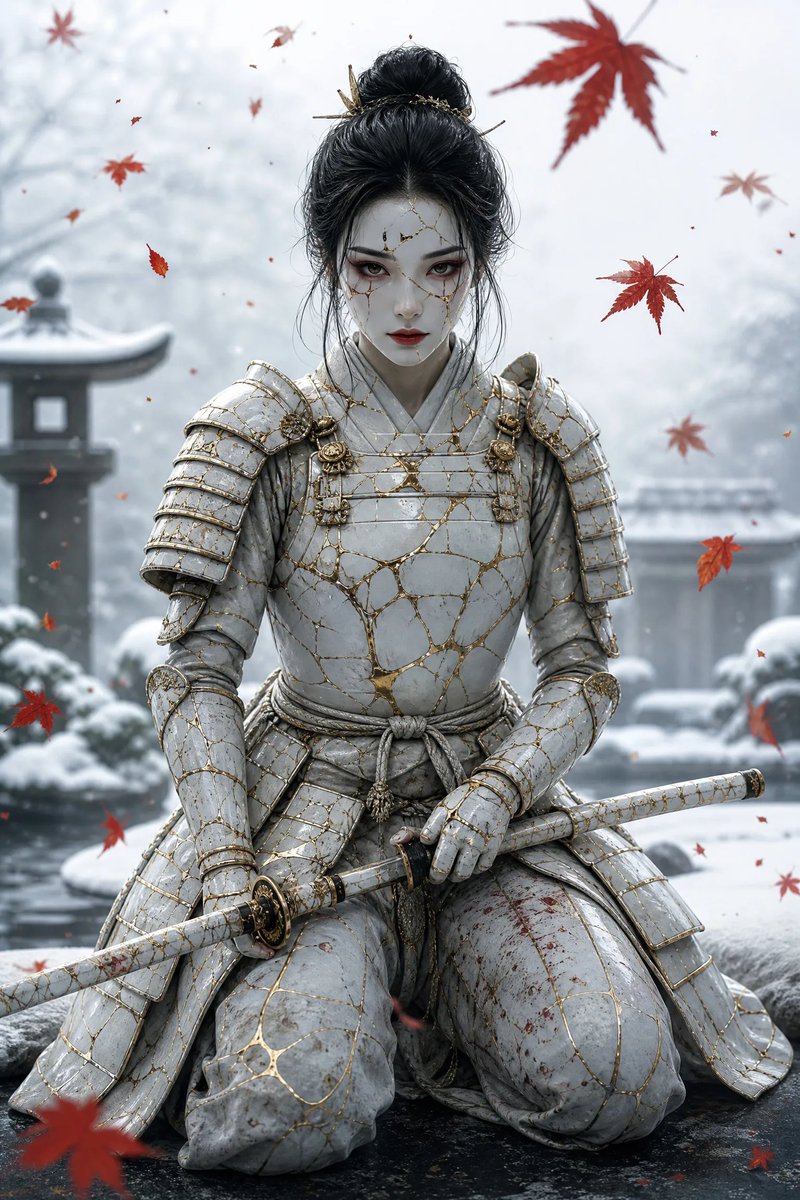 Kintsugi Snow Samurai Portrait