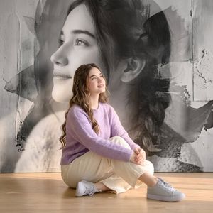 Lavender Sweater Floor Portrait AI image template preview