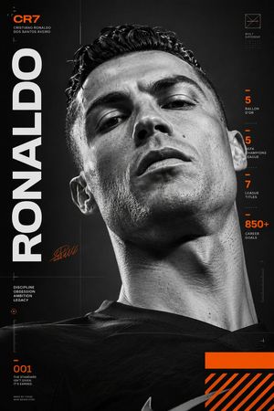 Monochrome Cristiano Ronaldo Poster AI image template preview