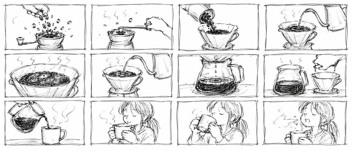Pencil Sketch Coffee Storyboard