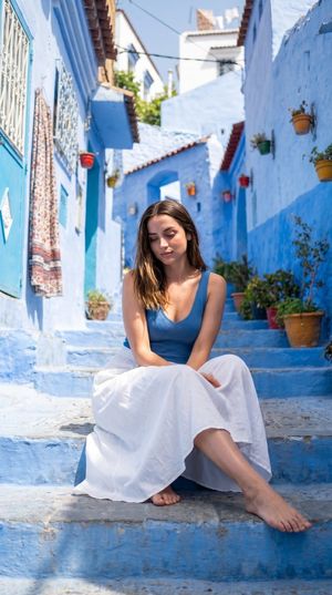 Mediterranean Alley Realistic Portrait AI image template preview