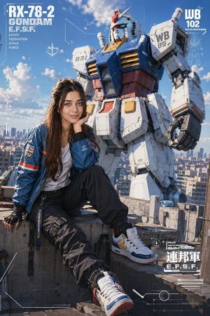 Anime Style Gundam Fashion Editorial AI image template preview