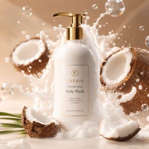 Premium Coconut Skincare Product Shot AI image template preview