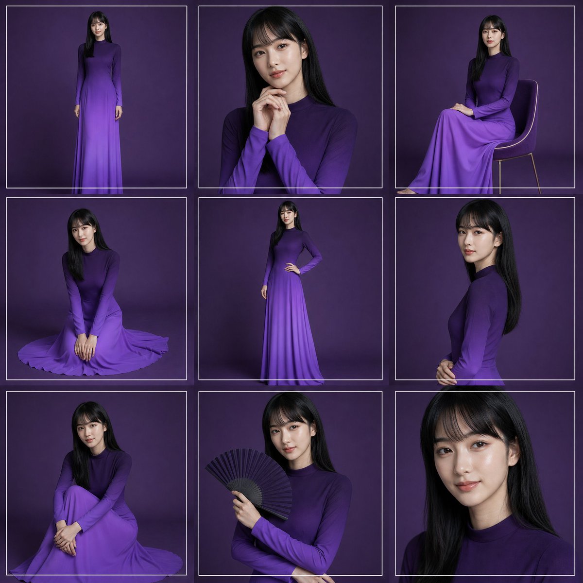 Purple Gown Fashion Contact Sheet