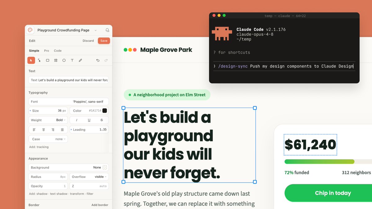 Claude Design Sync UI Mockup