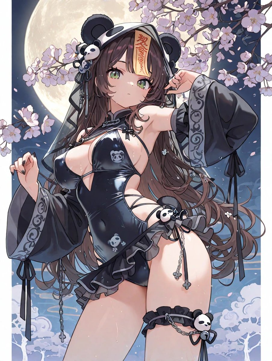 Panda Jiangshi Swimsuit Anime Scene