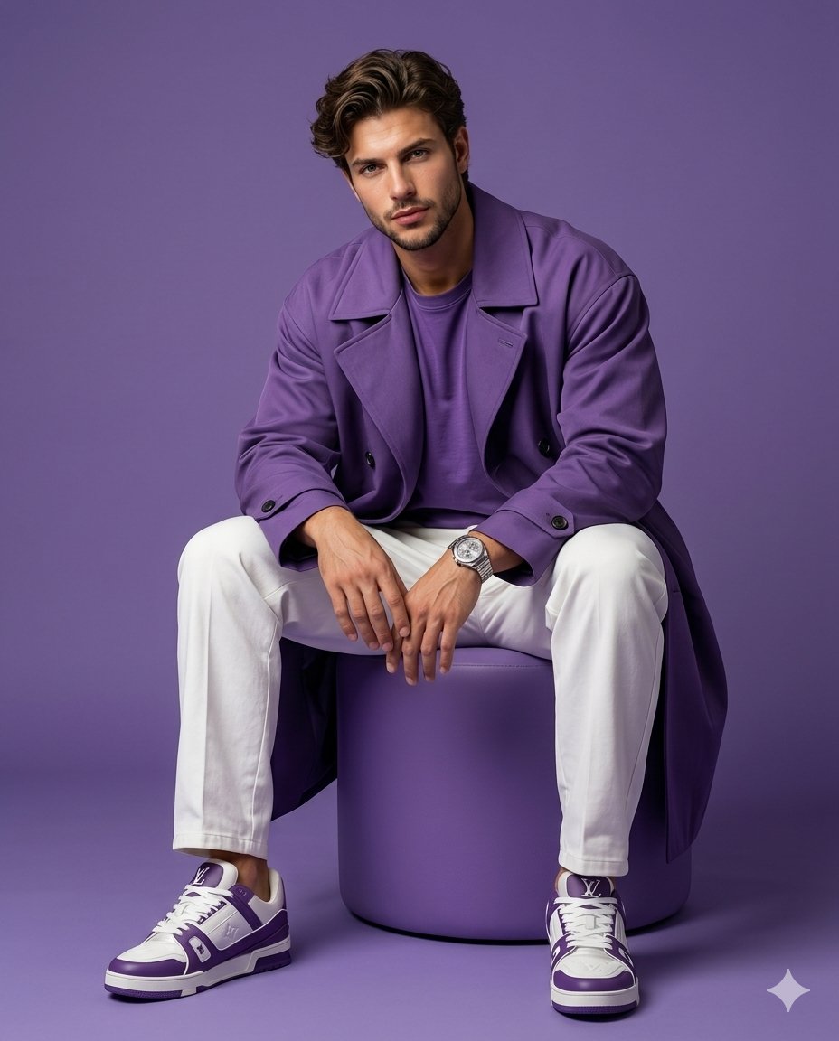 Sample output image for Monochromatic Purple Fashion Editorial