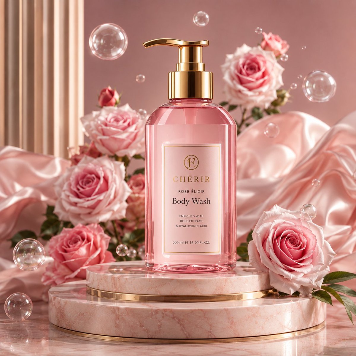 Sample output image for Rose Gold Perfume Advertisement