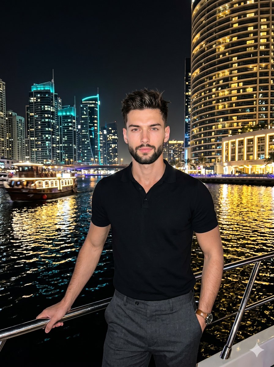 Sample output image for Nighttime Marina Fashion Portrait