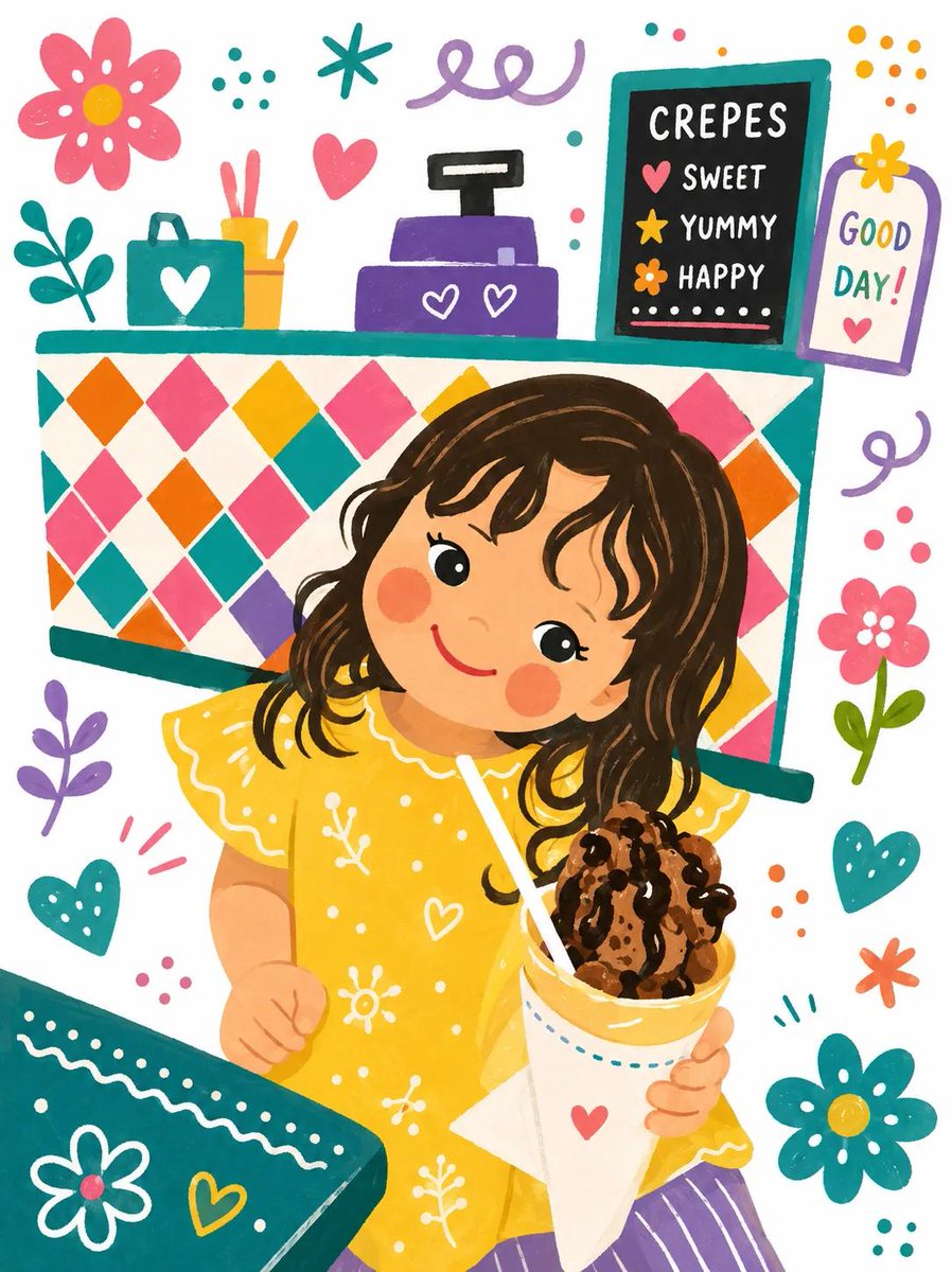 Kawaii Children's Storybook Crepe Illustration