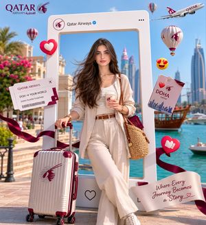 Premium airline travel poster — Create a premium airline travel campaign poster using the provided reference face. Preserve the pers…