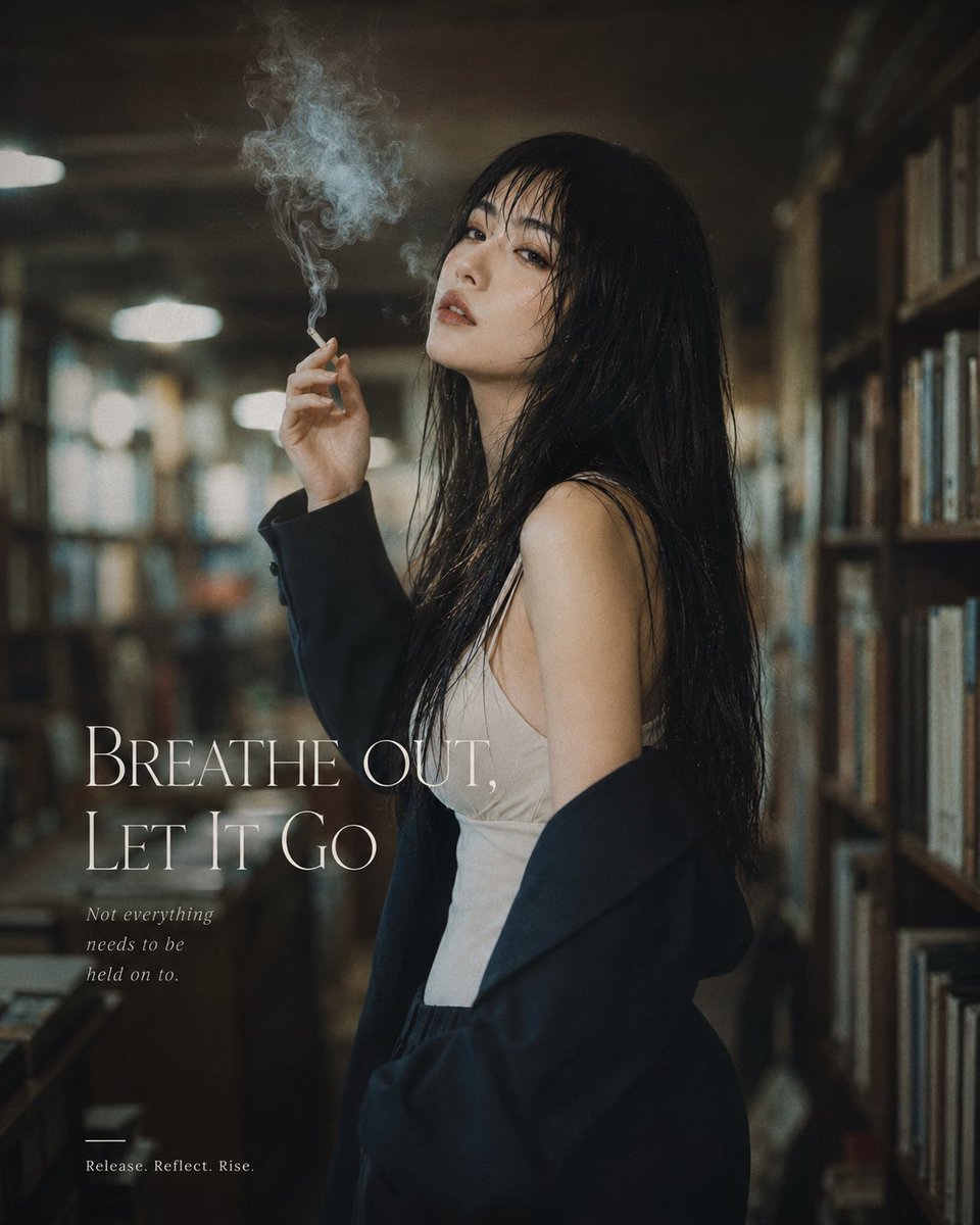 Moody Library Smoking Portrait example 2