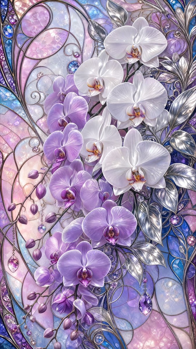 Ornate Lily Stained Glass example 2