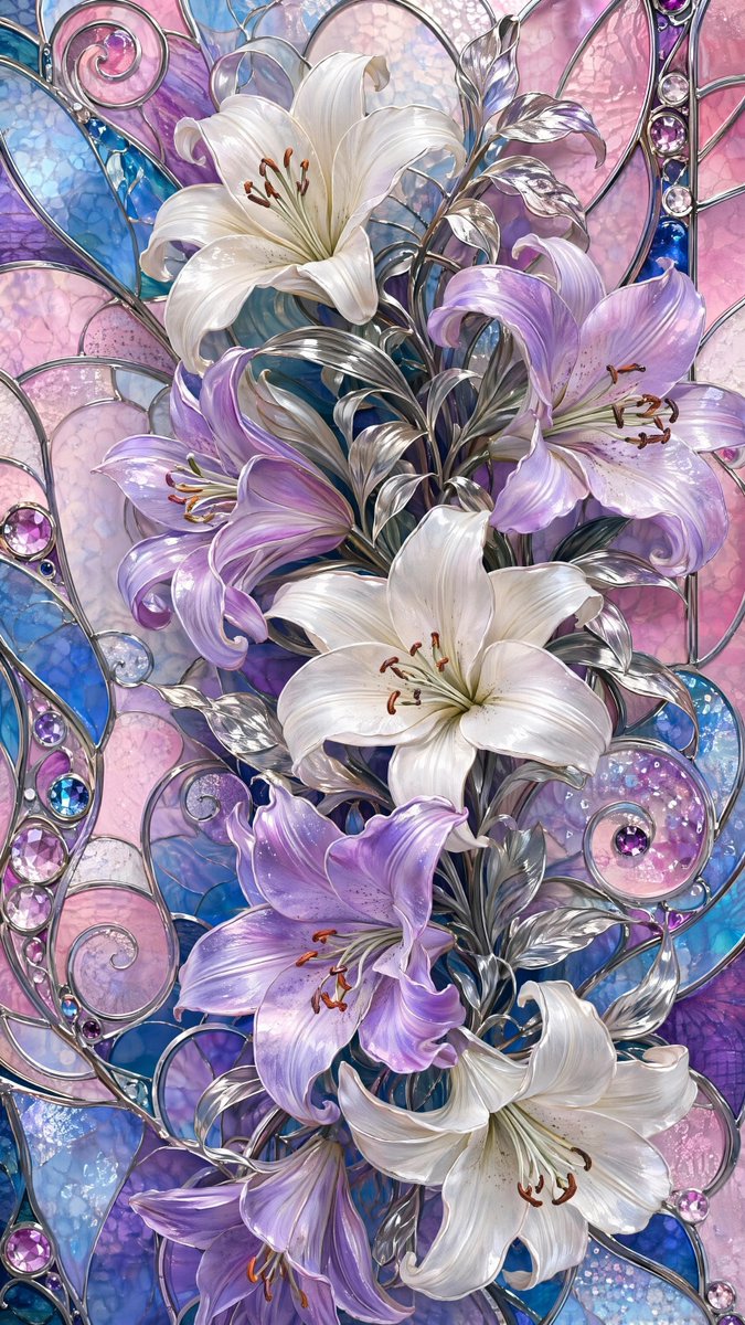 Ornate Lily Stained Glass