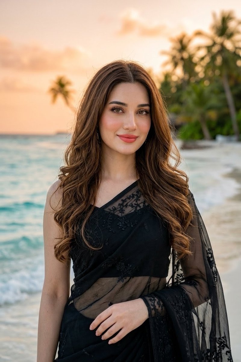 Beach Portrait in Black Saree