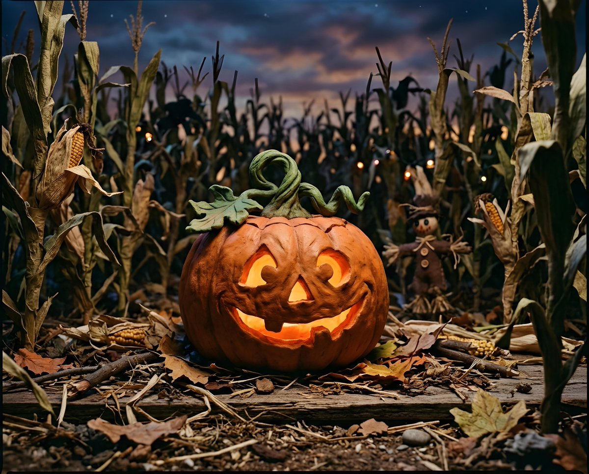 Sample output image for Whimsical Jack-O-Lantern Pumpkin