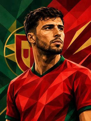 Low Poly Football Player Illustration — Ultra-detailed low poly digital portrait illustration of a {argument name="subject" default="young professional football