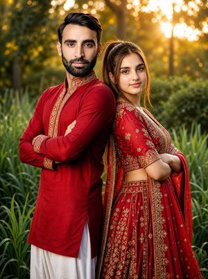 Traditional South Asian Wedding Portrait AI image template preview