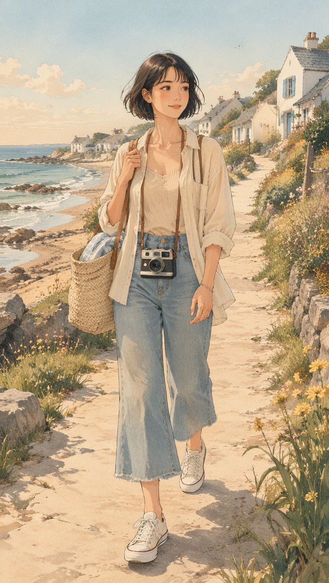 Hand-Drawn Anime Beach Walk example 3