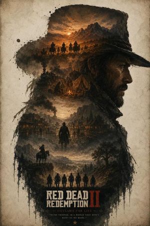 Wild West Double Exposure Poster AI image template preview
