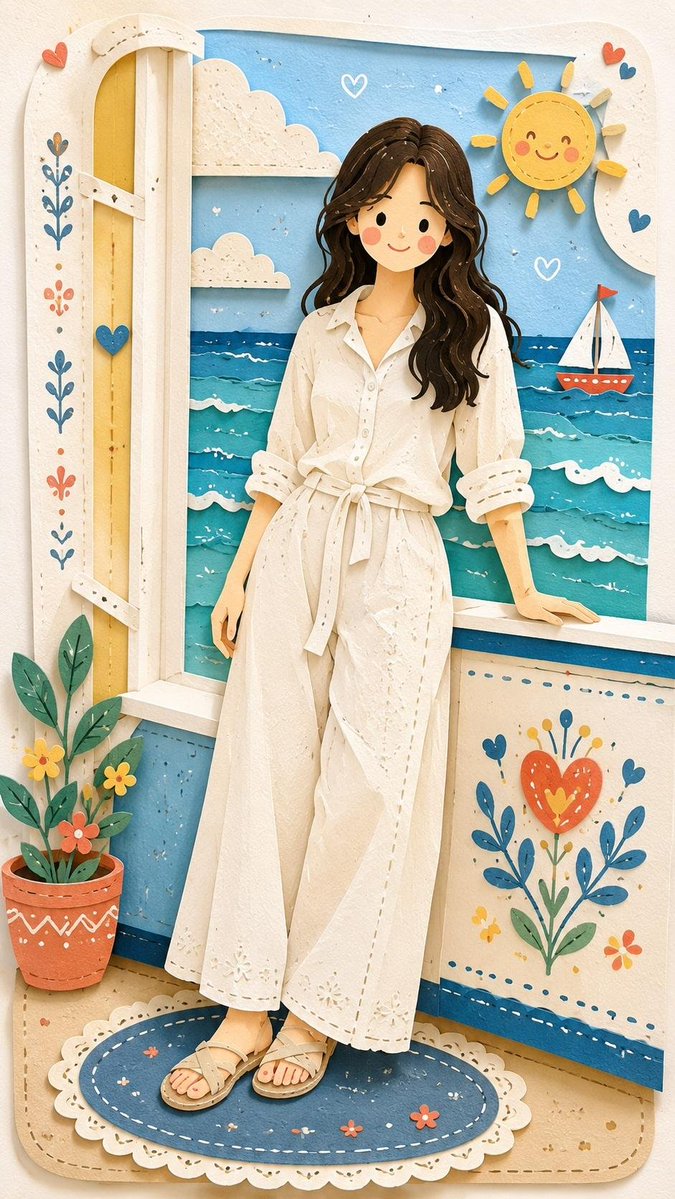 Decorative Folk Papercraft Illustration reference image 1