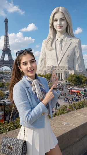 Face Lock Travel Portrait in Paris AI image template preview