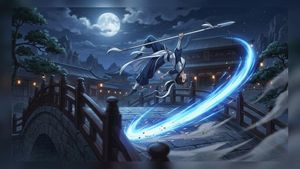 Moonlit Anime Spear Warrior AI image template preview