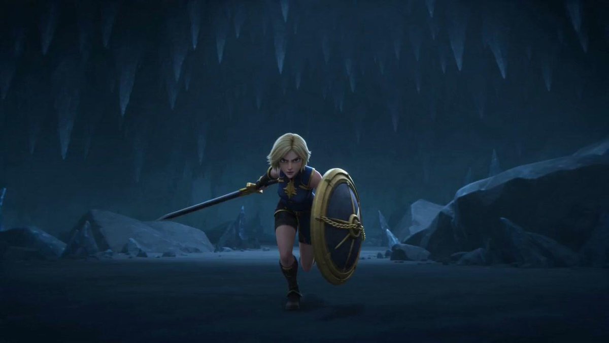 Blonde Warrior in an Icy Cavern