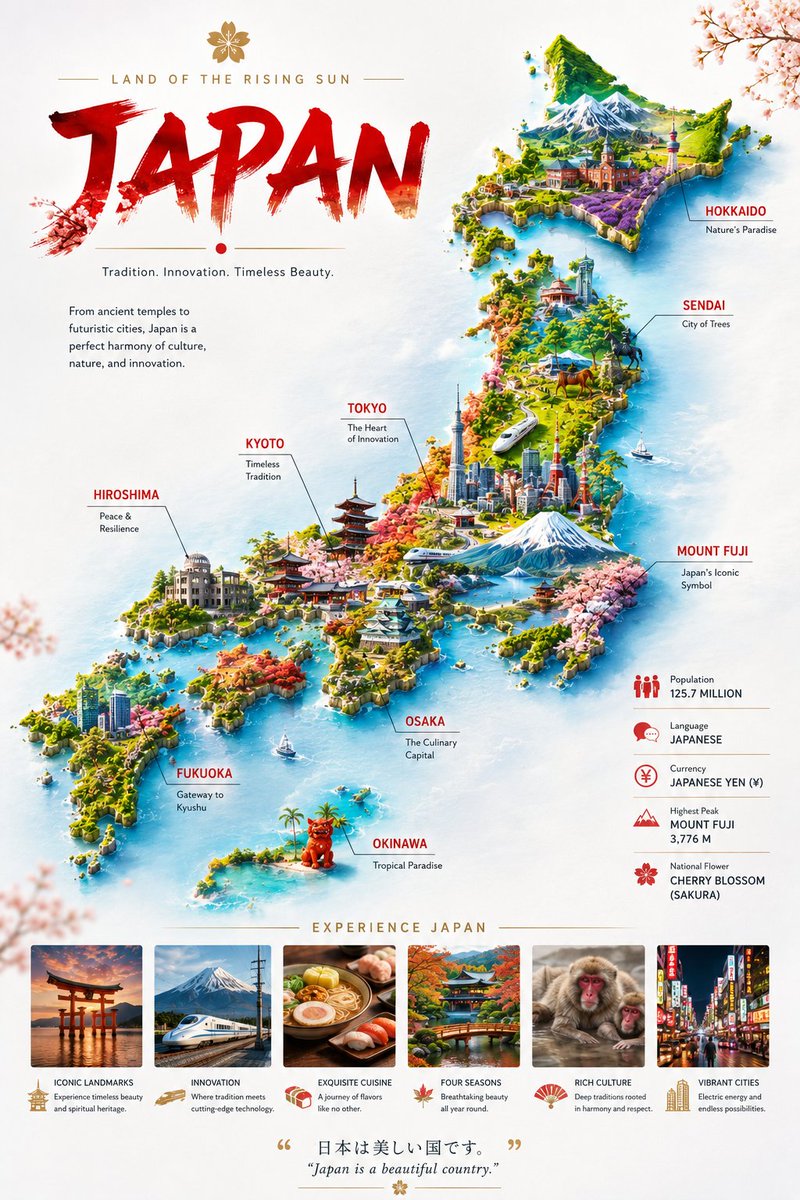 Japan Illustrated Travel Poster