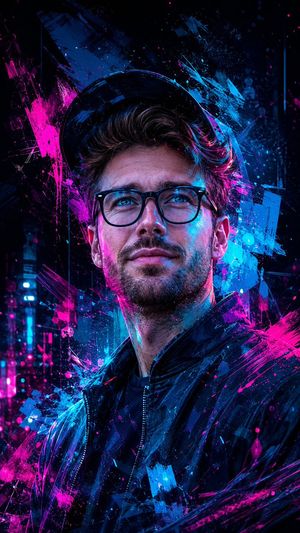 Cyberpunk Expressionist Portrait AI image template preview