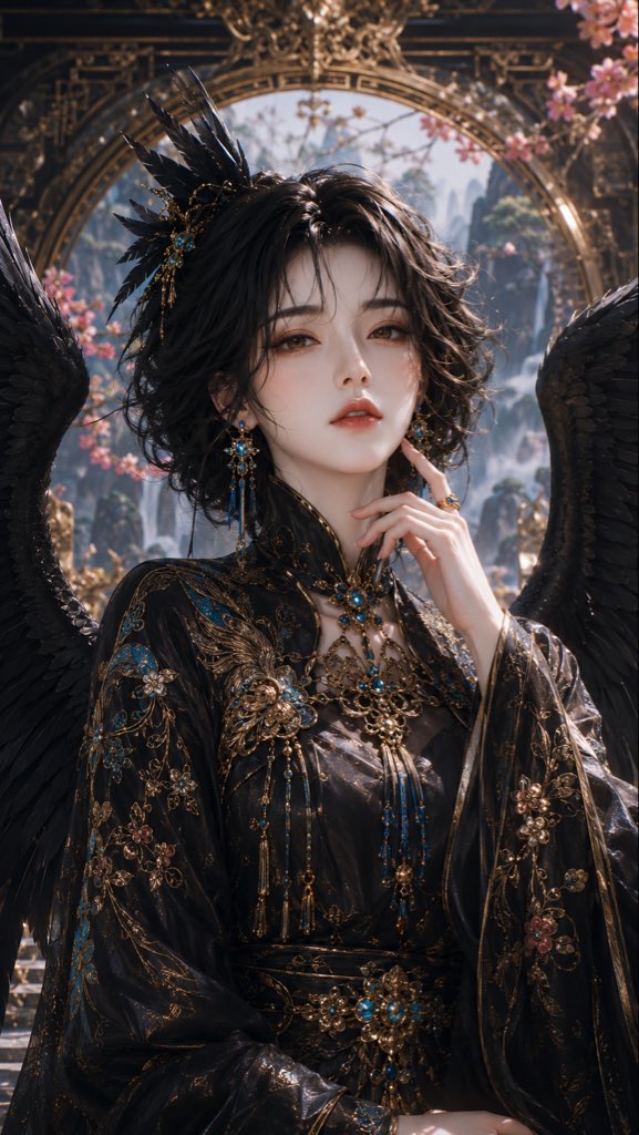 3D CG Oriental Fantasy Raven Goddess Portrait