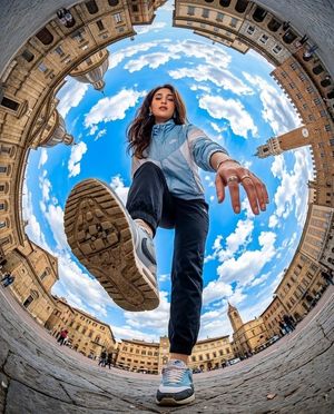 Fisheye Traveler Plaza Shot AI image template preview