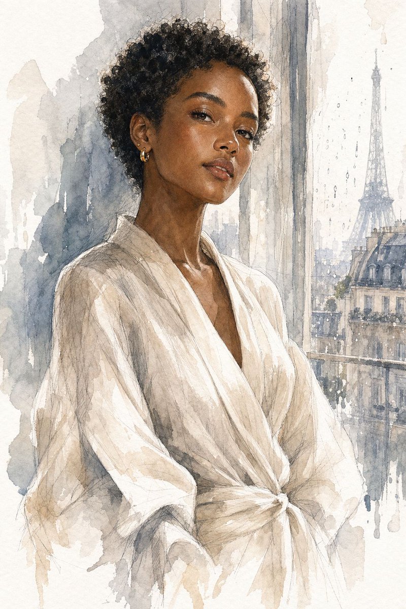 Paris Watercolor Fashion Portrait