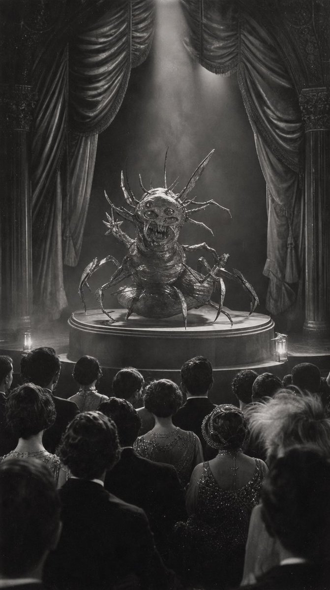 Sketch to Vintage Horror Theater Scene