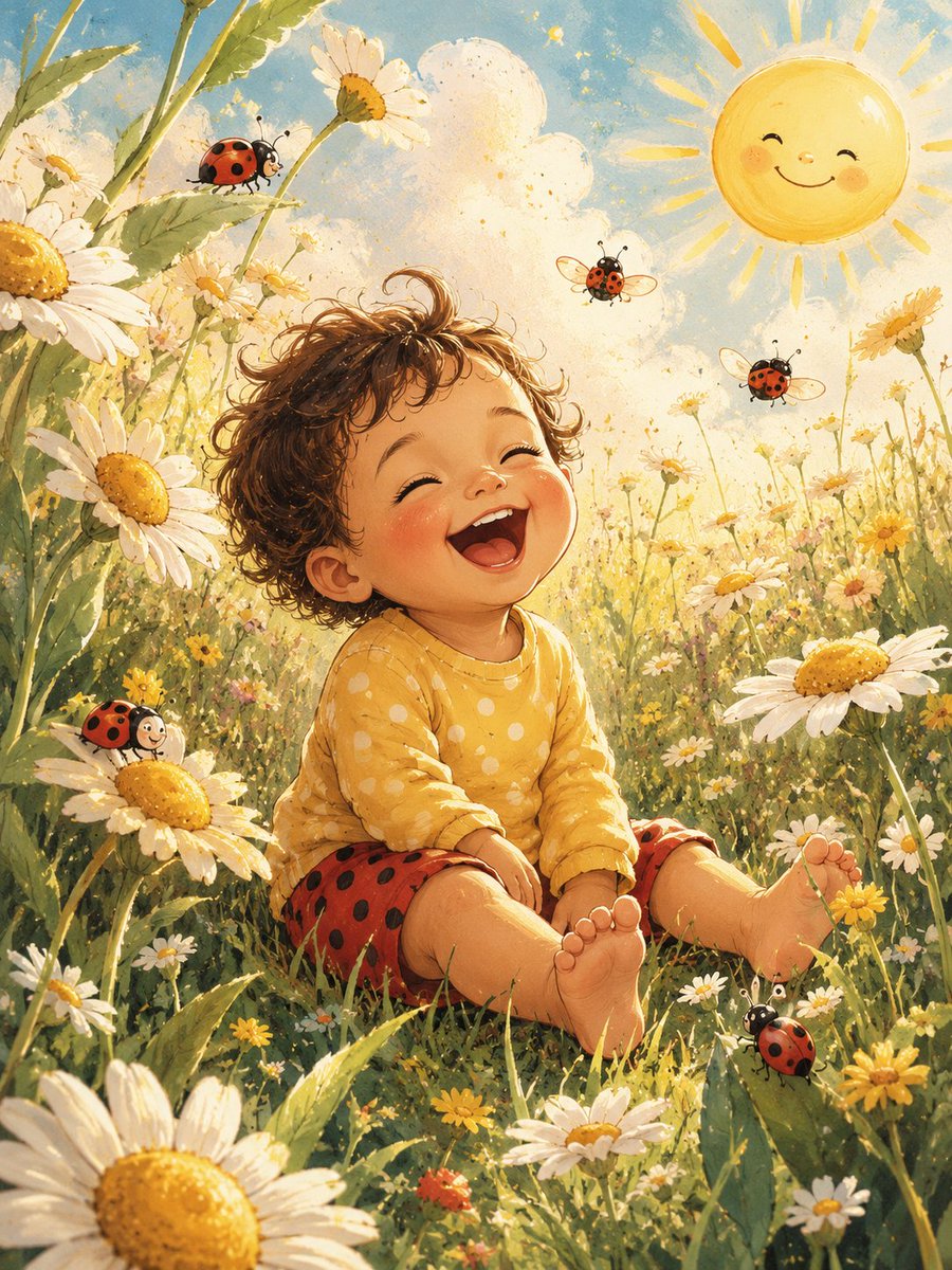 Happy Toddler in Daisy Meadow