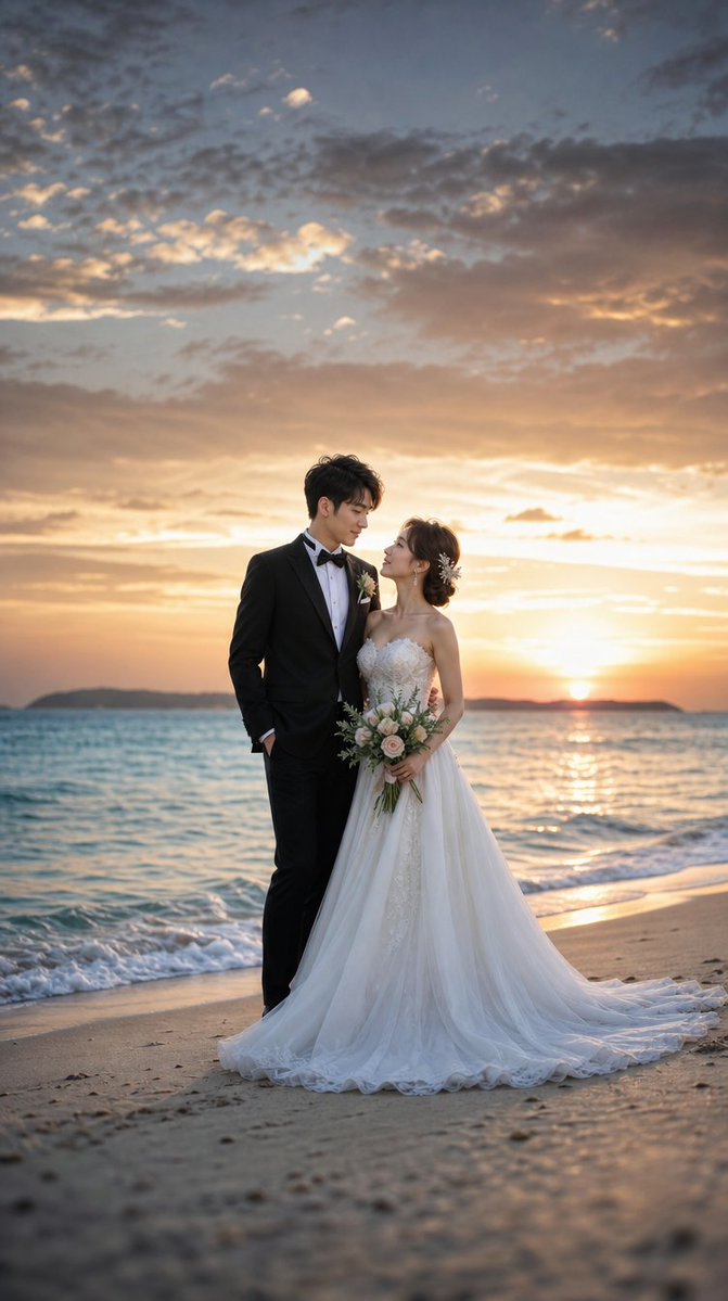 Golden Beach Wedding Portrait example 2
