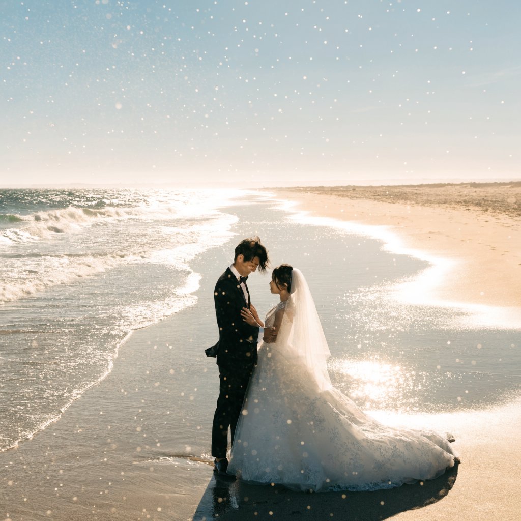 Golden Beach Wedding Portrait