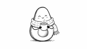 Cozy Avocado Hot Cocoa Doodle AI image template preview