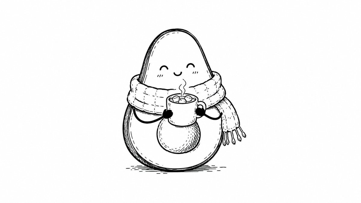 Cozy Avocado Hot Cocoa Doodle
