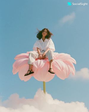 Fashion Editorial Surreal Flower Portrait AI image template preview