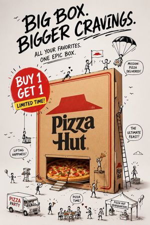 Doodle-Style Mixed Media Advertising AI image template preview