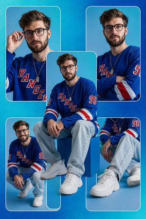 Modern Studio Fashion Collage AI image template preview