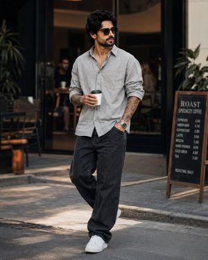 Stylish Man in Modern City AI image template preview