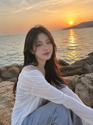 Seaside Sunset Portrait AI image template preview