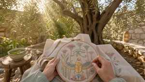 Mint Tea and Scarab Embroidery AI image template preview