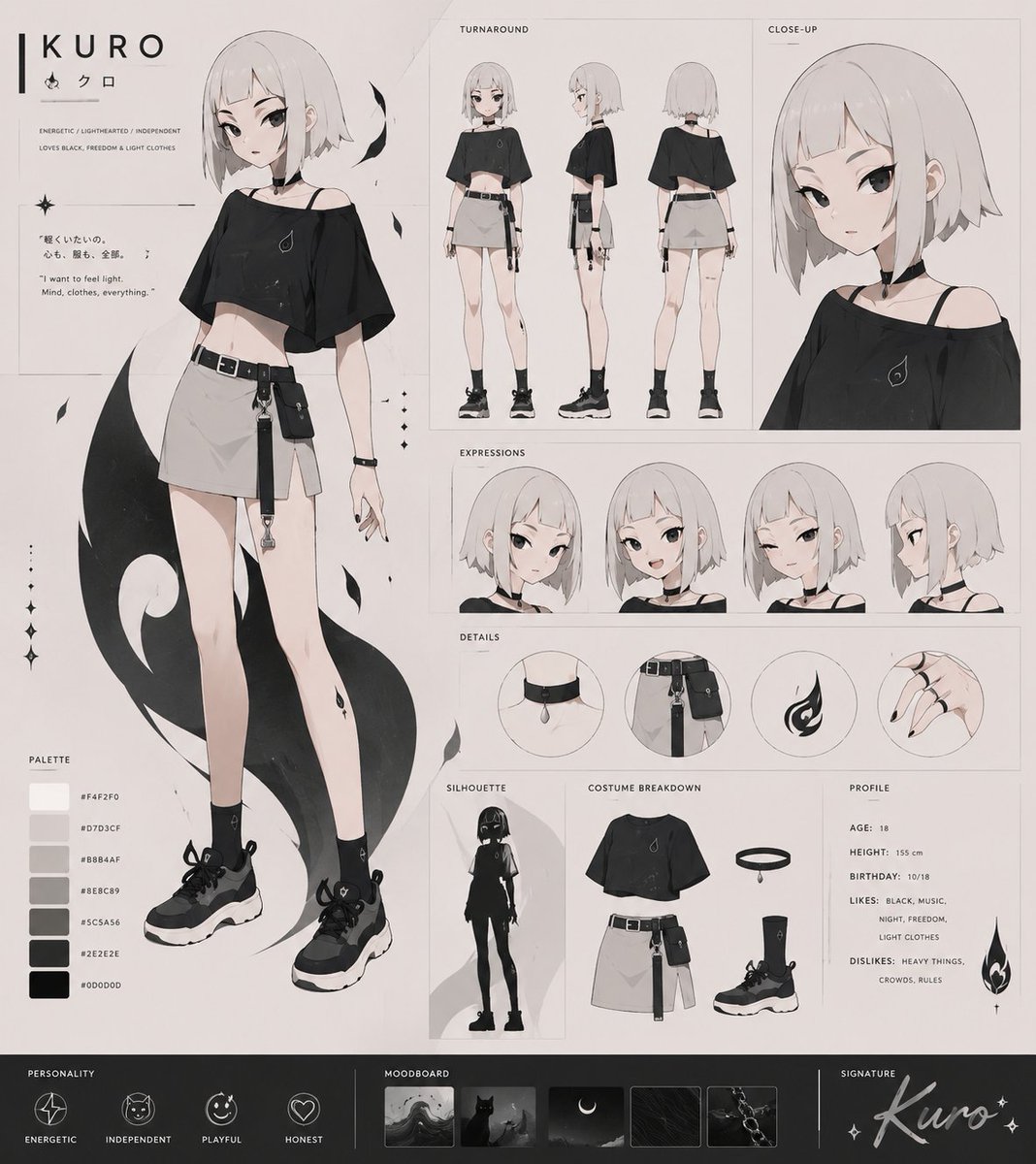 Monochrome VTuber Character Sheet