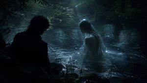 Moonlit Undine Forest Lake AI image template preview